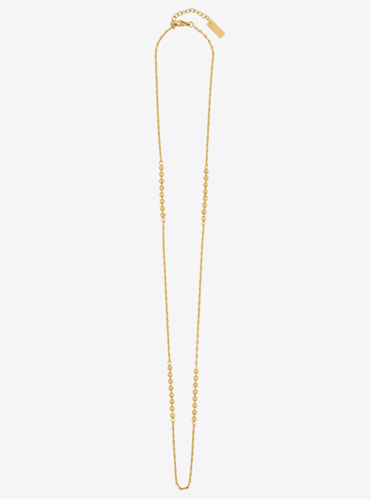 NWT Saint Laurent YSL Ball & Wheat Chain Station Gold Tone Brass Necklace $695