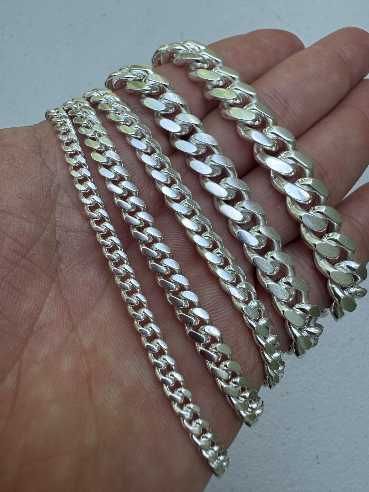 Real Miami Cuban Link Bracelet Solid 925 Sterling Silver Box Clasp ITALY 4-10mm