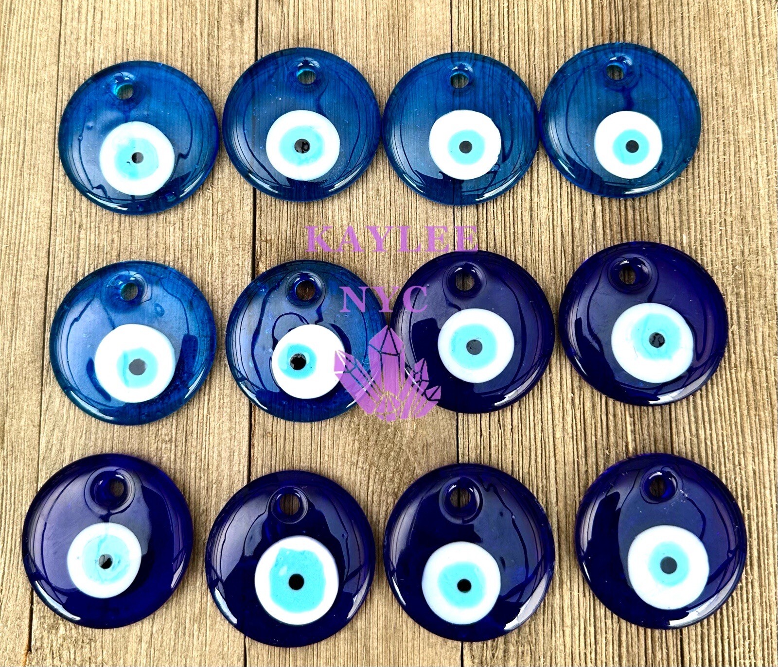 Wholesale Lot 12 Pcs Evil Eye Blown Glass Pendant