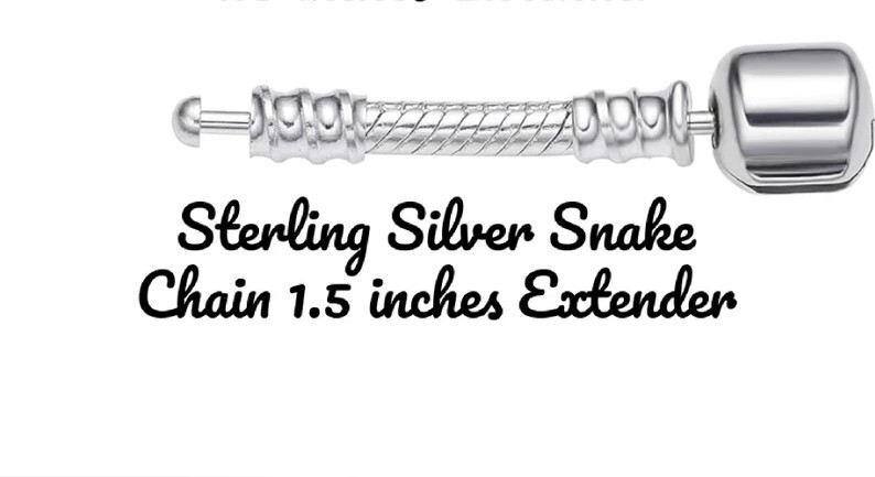 UNIVERSAL EXTENDER FOR SILVER CHARM BRACELET WITH BARREL SMOOTH SNAP CLASP 1.5″