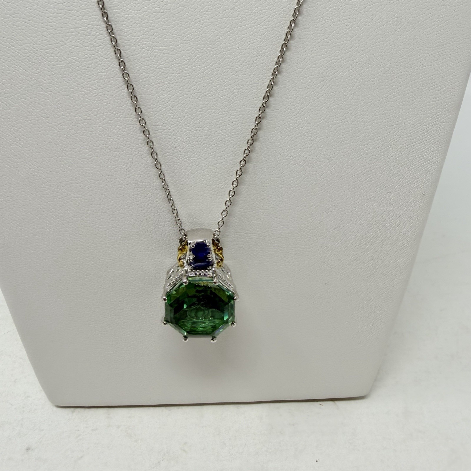 Shop LC Sterling Silver Peacock Quartz/Masoala Sapphire Pendant with Chain 5440
