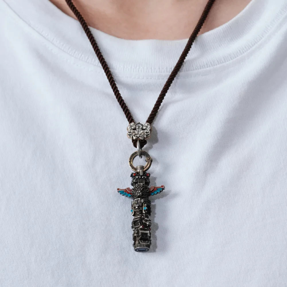 Bronze Mayan Totem Pendant, Mythology Jewelry, Men’s Protection Necklace