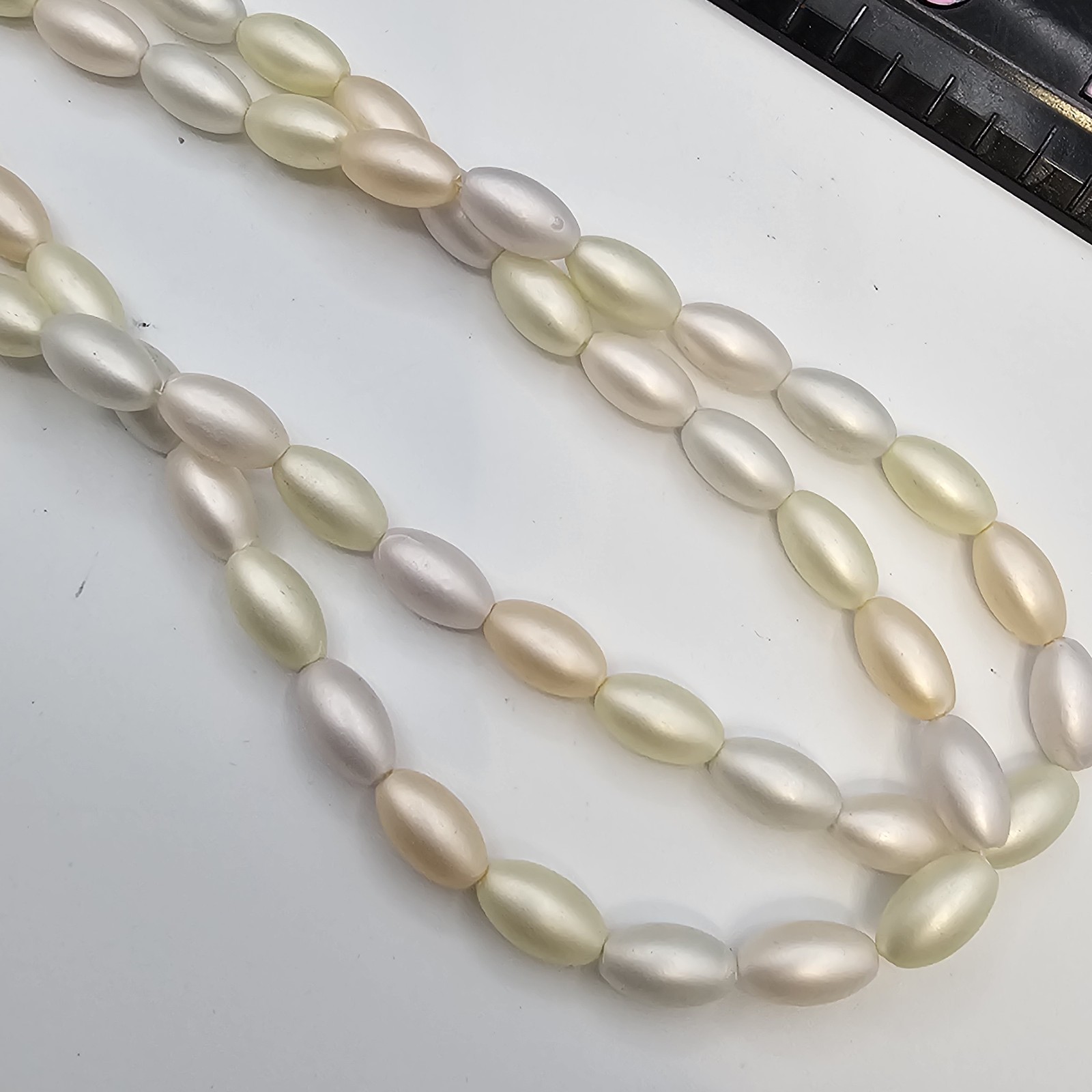 Double Strand Faux Pearl Necklace Oval Beads Classic Wedding Formal