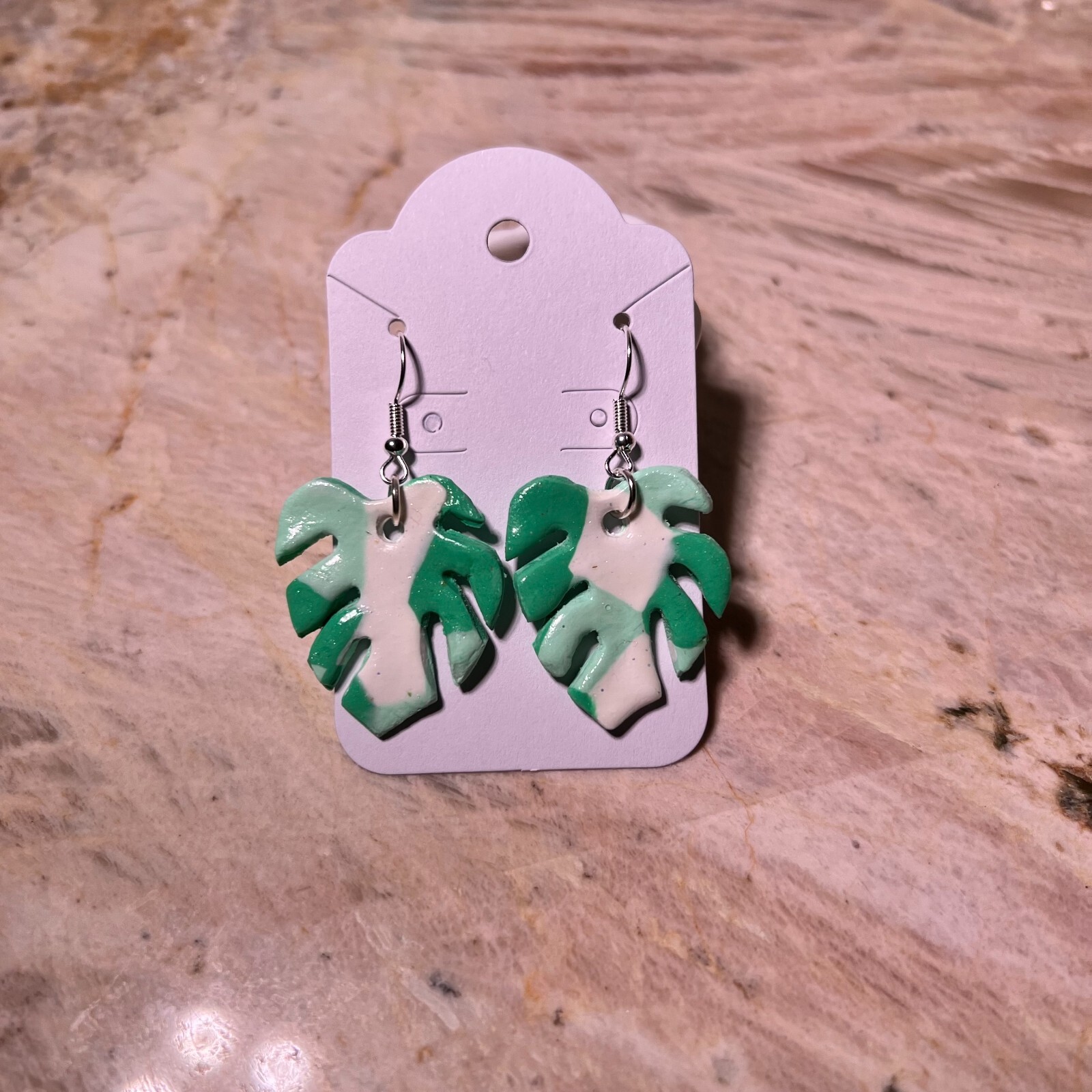 MONSTERA CLAY EARRINGS HANDMADE, GLAZED GREAT GIFT IDEA (SELECT FROM PHOTOS) #1