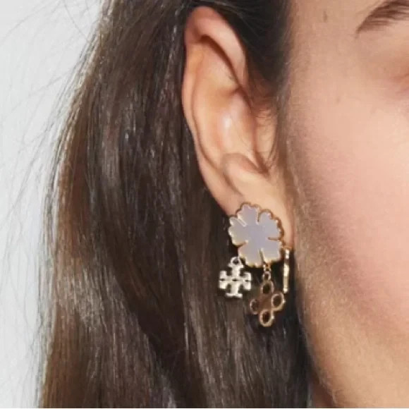 Tory Burch Forget Me Not Cluster Earrings.