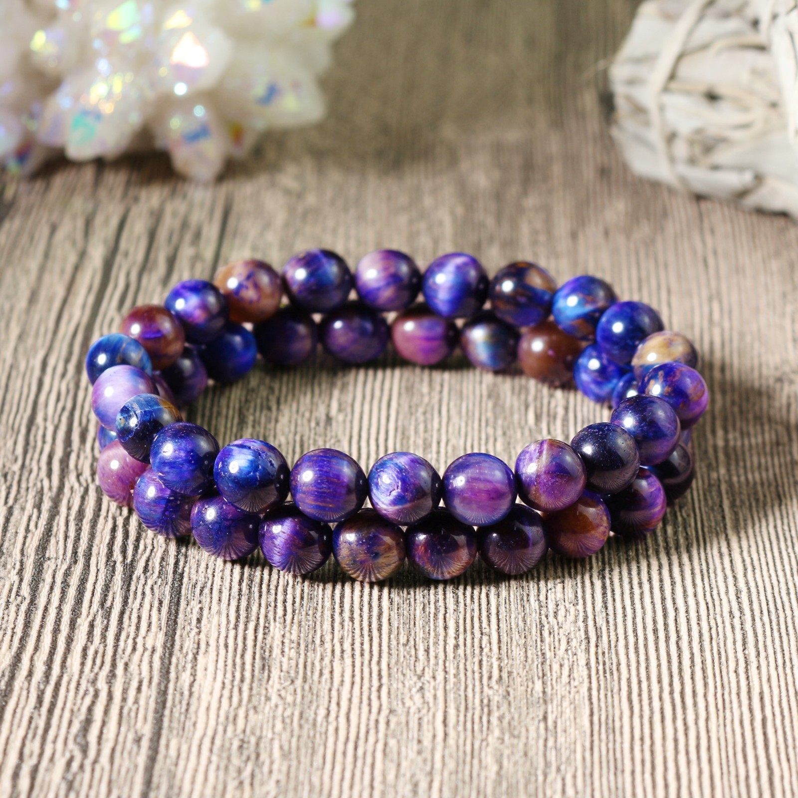 8MM Natural Sugilite Gemstone Bracelet Purple Healing Stone Spiritual Reiki Gift