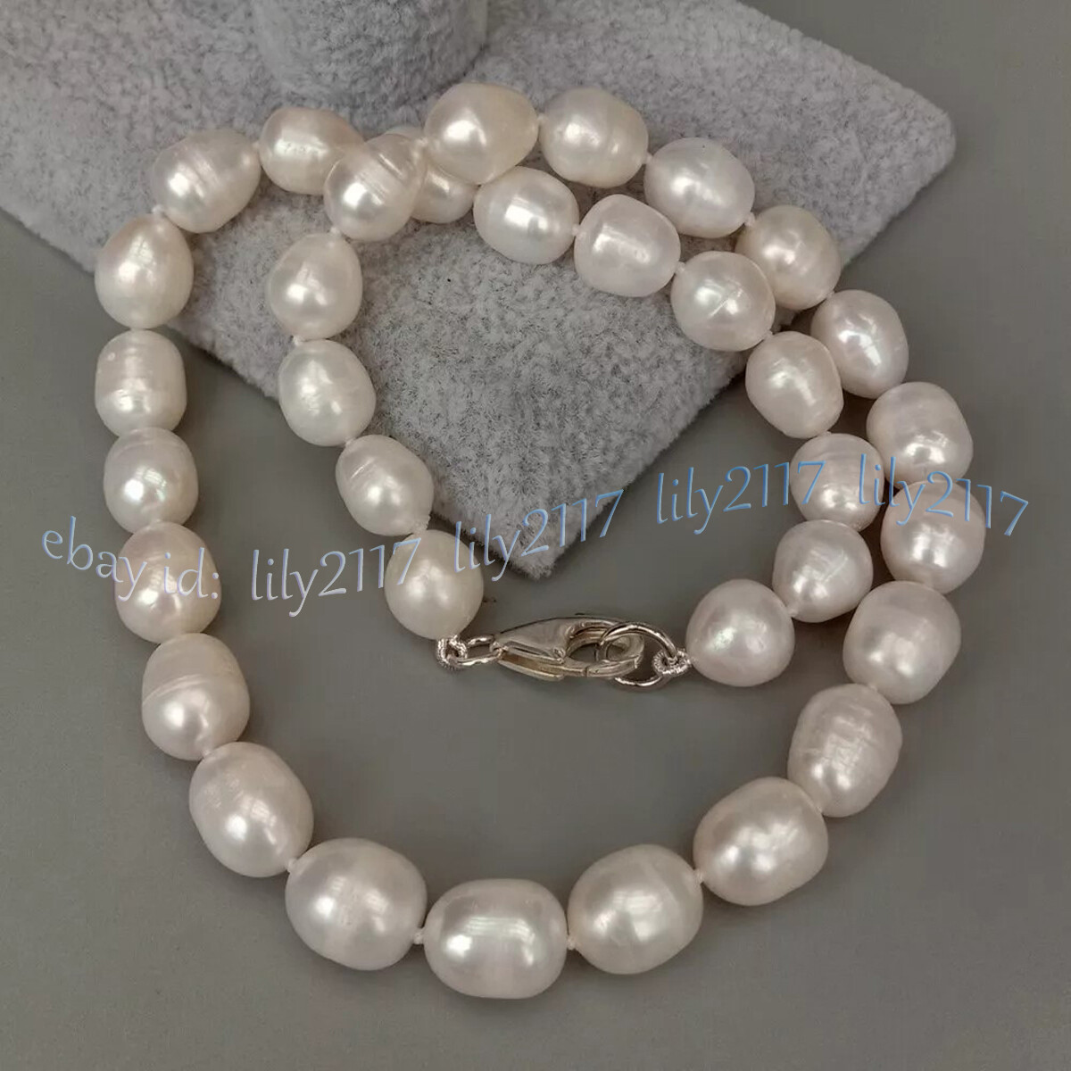 Natural White Black Gray Pink Purple Rice Cultured Pearl Necklace Silver Clasp