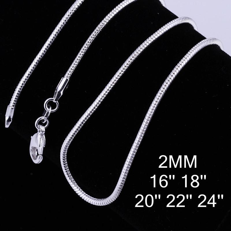 925 Sterling Silver Snake Chain Necklace High Quality For Men Women Pendant Link