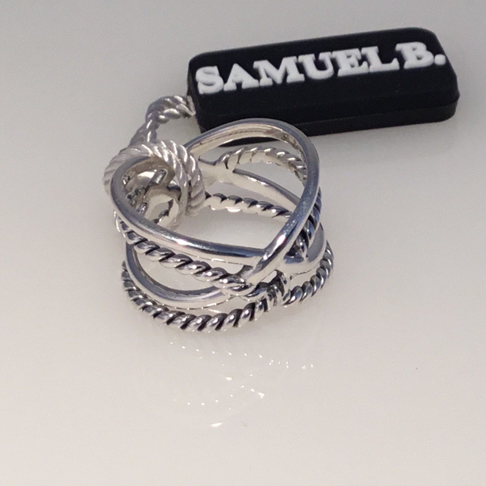 SOLD OUT! SAMUEL B JEWELRY STERLING SILVER DOUBLE CRISS CROSS RING SIZE 7 NWT