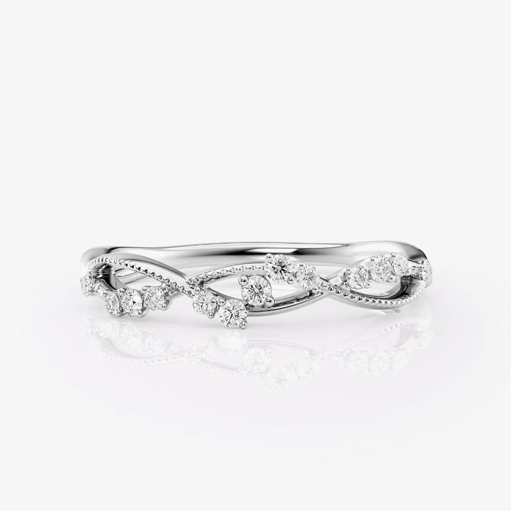 Round Cut Simulated Diamond Women’s Promise Band Ring In 14K White Gold Plated