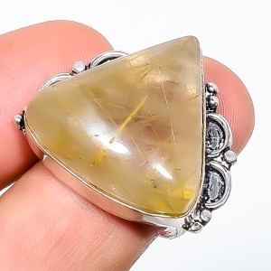Natural Golden Rutilated Quartz – Bahia 925 Silver Plated Ring s.8 TR7508-202