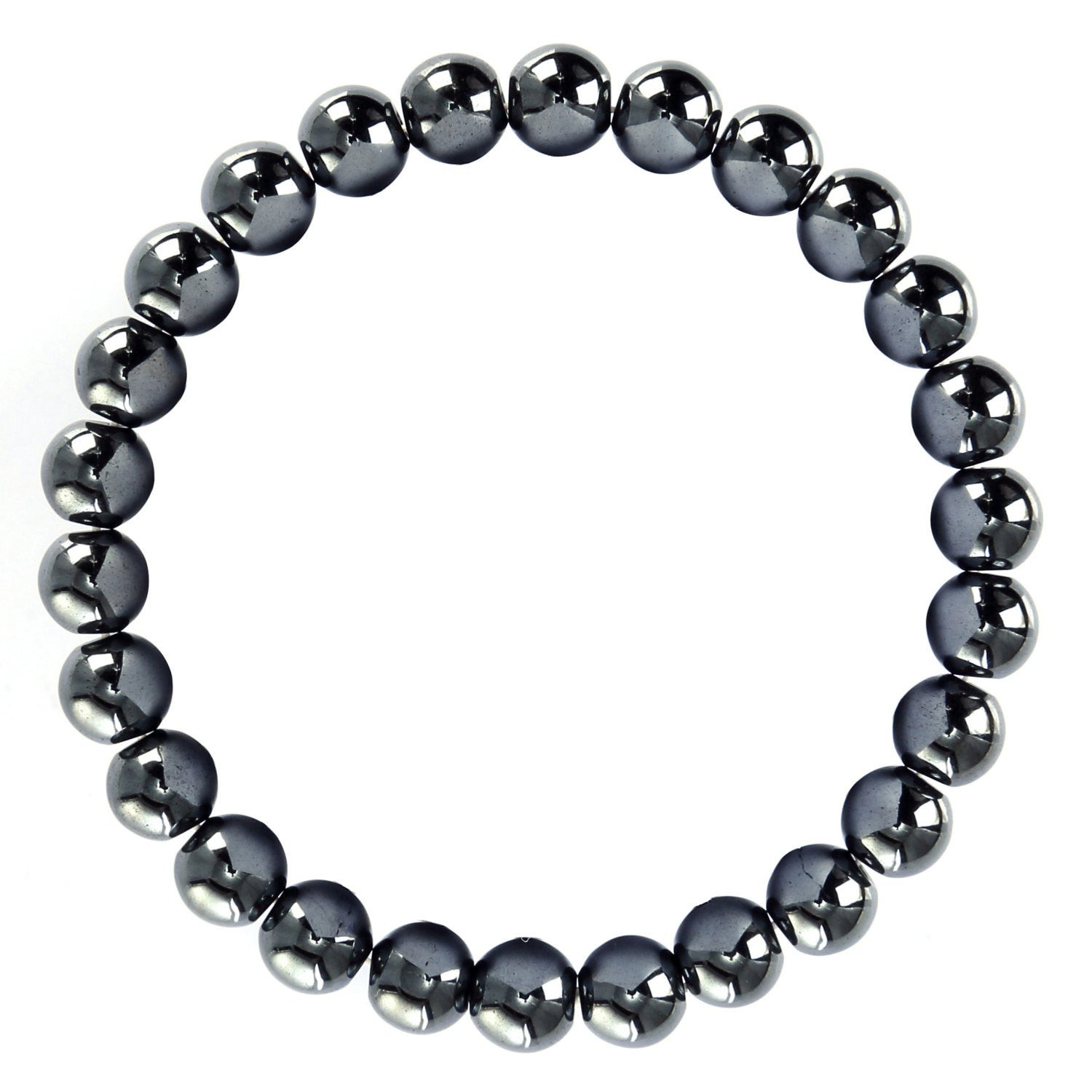 Natural Gray Hematite Bracelet Smooth Round Size 10mm 8mm 7.5″ Length