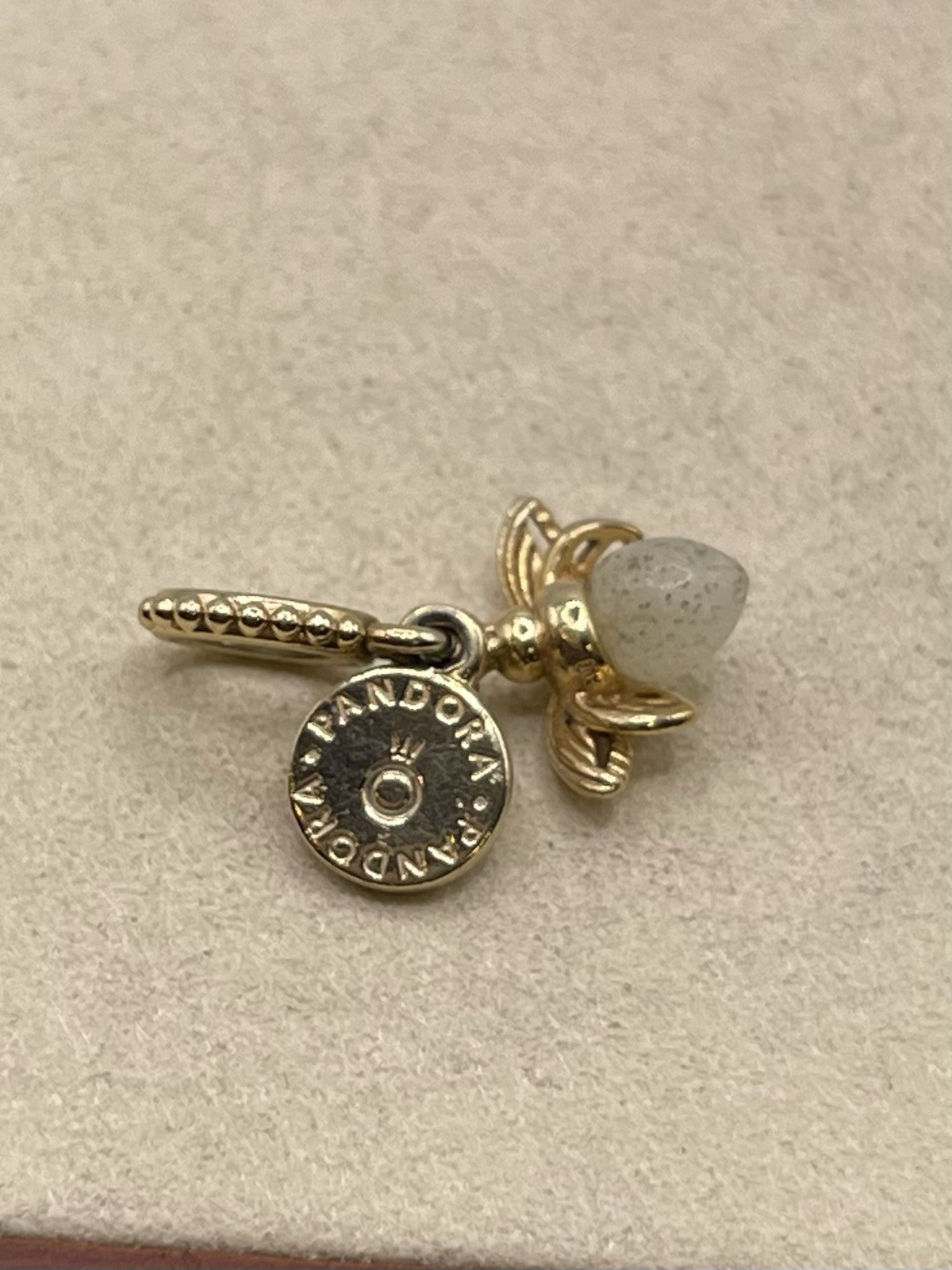 RARE Pandora Glow in the Dark Firefly Dangle Charm 14k Gold Plating Shine