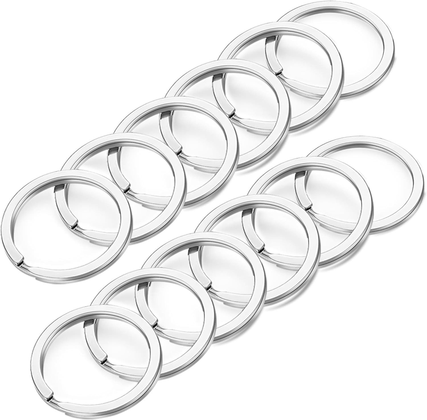 12 pcs 1 Inch Stainless Steel Flat Split Key Rings for Keychains, Car Keys, Dog