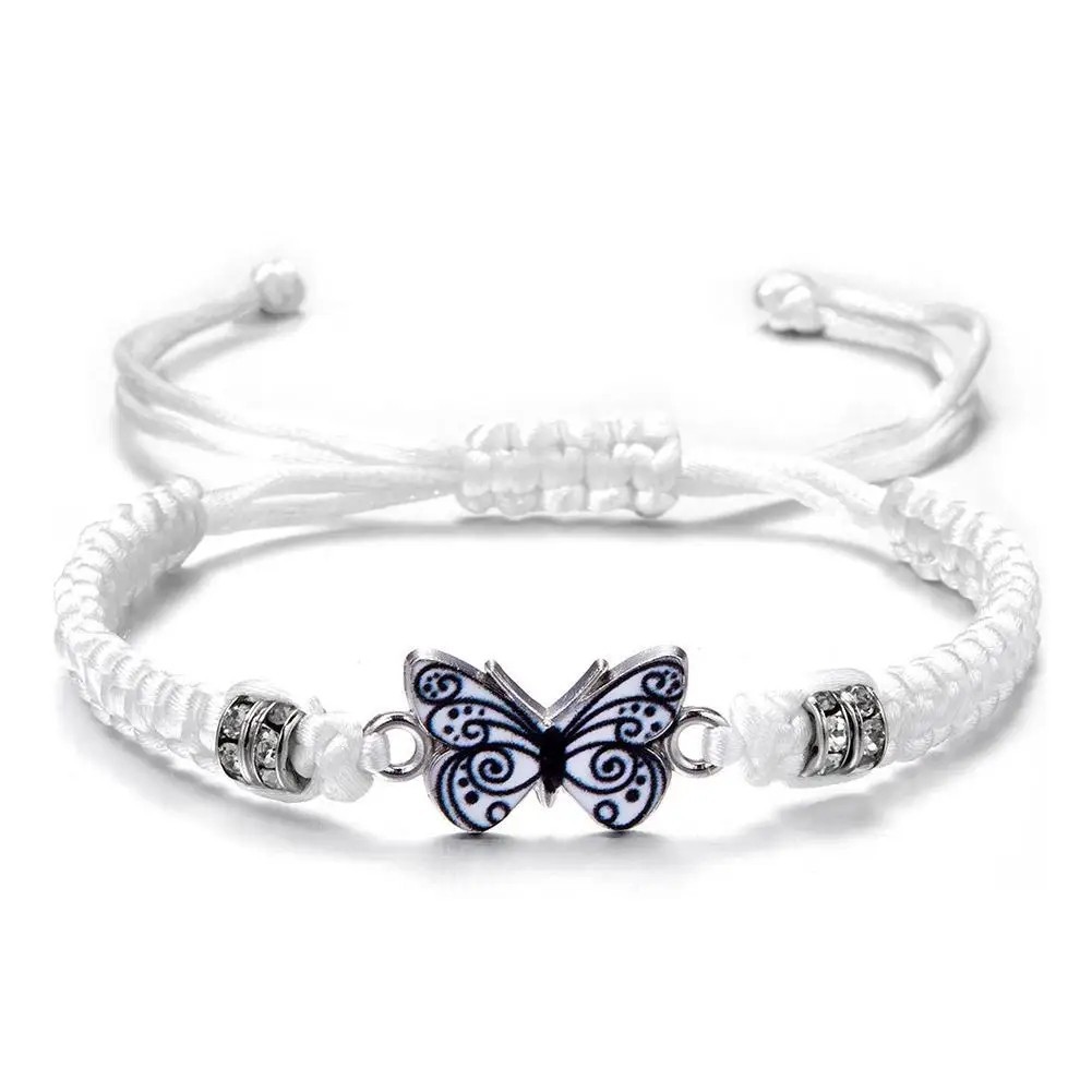 Fashion Handmade Purple Butterfly Flower Bracelet For Women Charm Sweet Animal