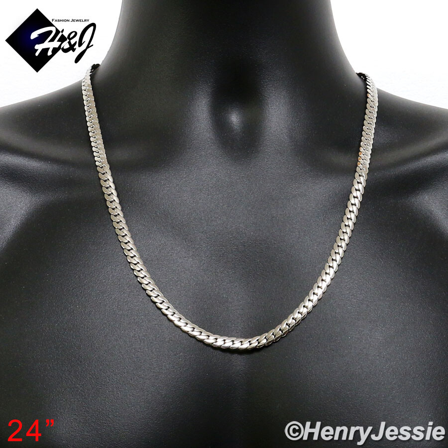 18-40″MEN Stainless Steel 3/4/5/6/8mm Silver Miami Cuban Curb Chain Necklace*155