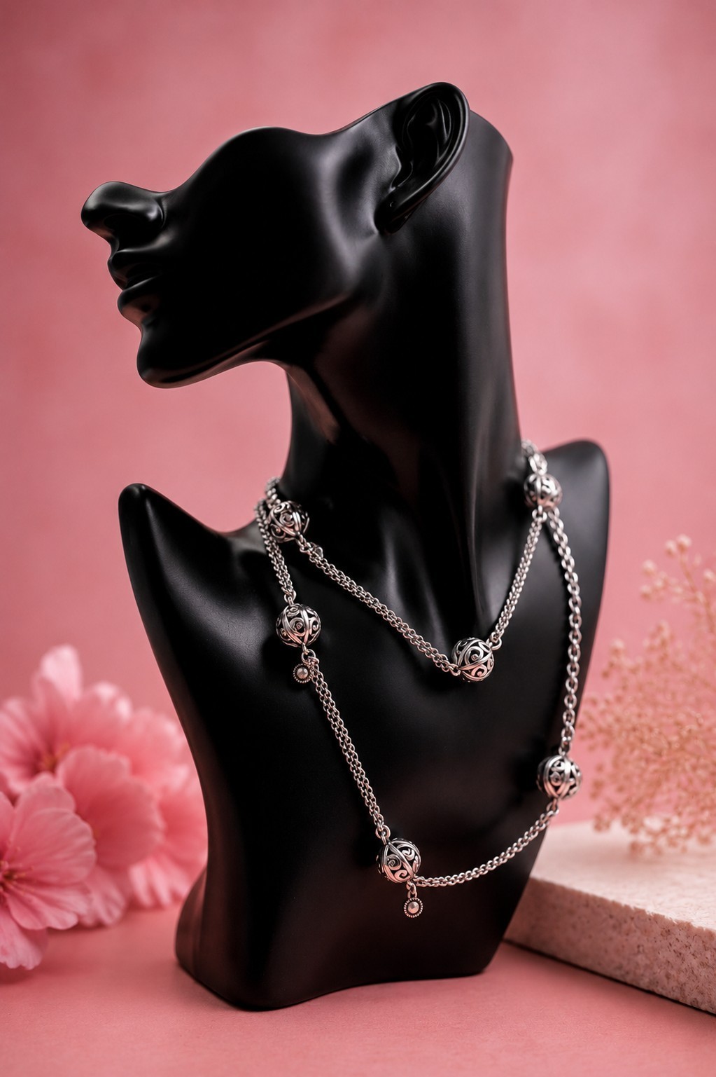 Brighton Crystal Ball Station Retired Long Silver Crystal Necklace
