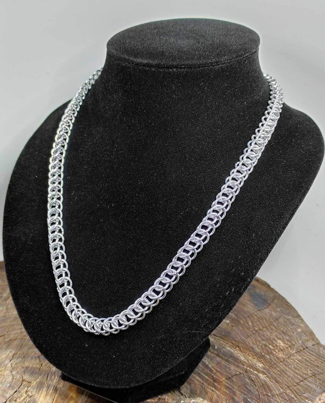 Aluminum Chain mail Neck Piece Silver Color for Adults – Handmade intimate gift