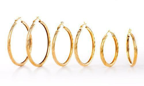 Nina & Grace 50mm, 60mm & 70mm Textured 3- Pair Hoop Earring Set Brass NEW