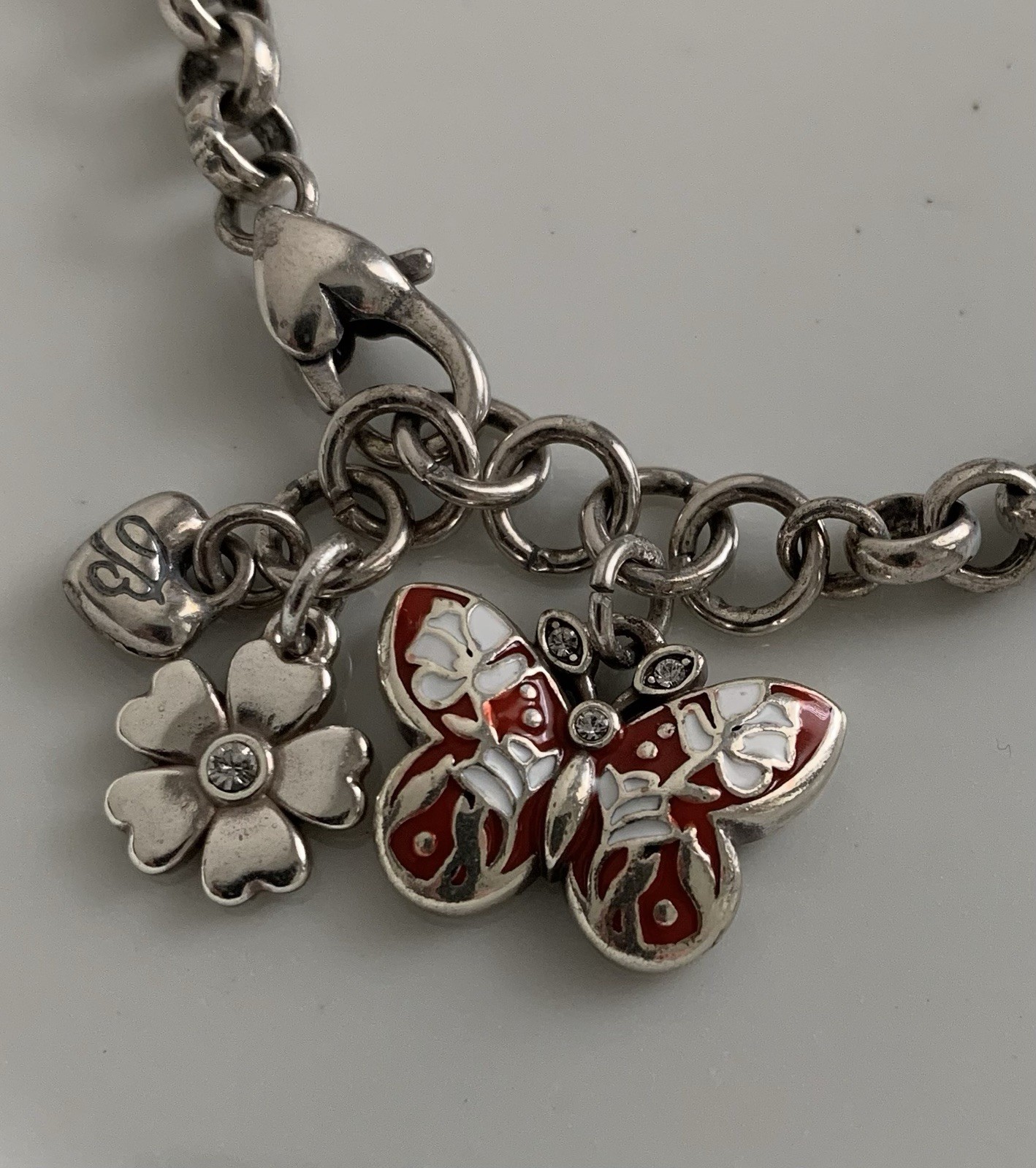Brighton BUTTERFLY FLORAL 8 Inch Bracelet, Crystal Accents