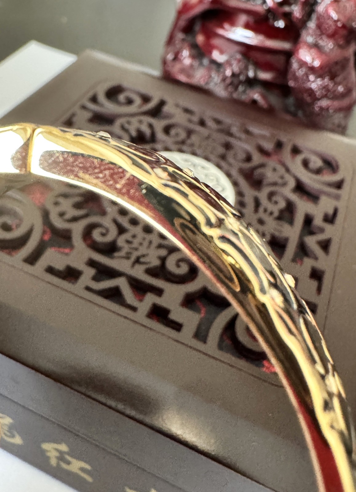 COACH Signature C Hinged Bangle Bracelet Gold Tone Size 59.7 mm