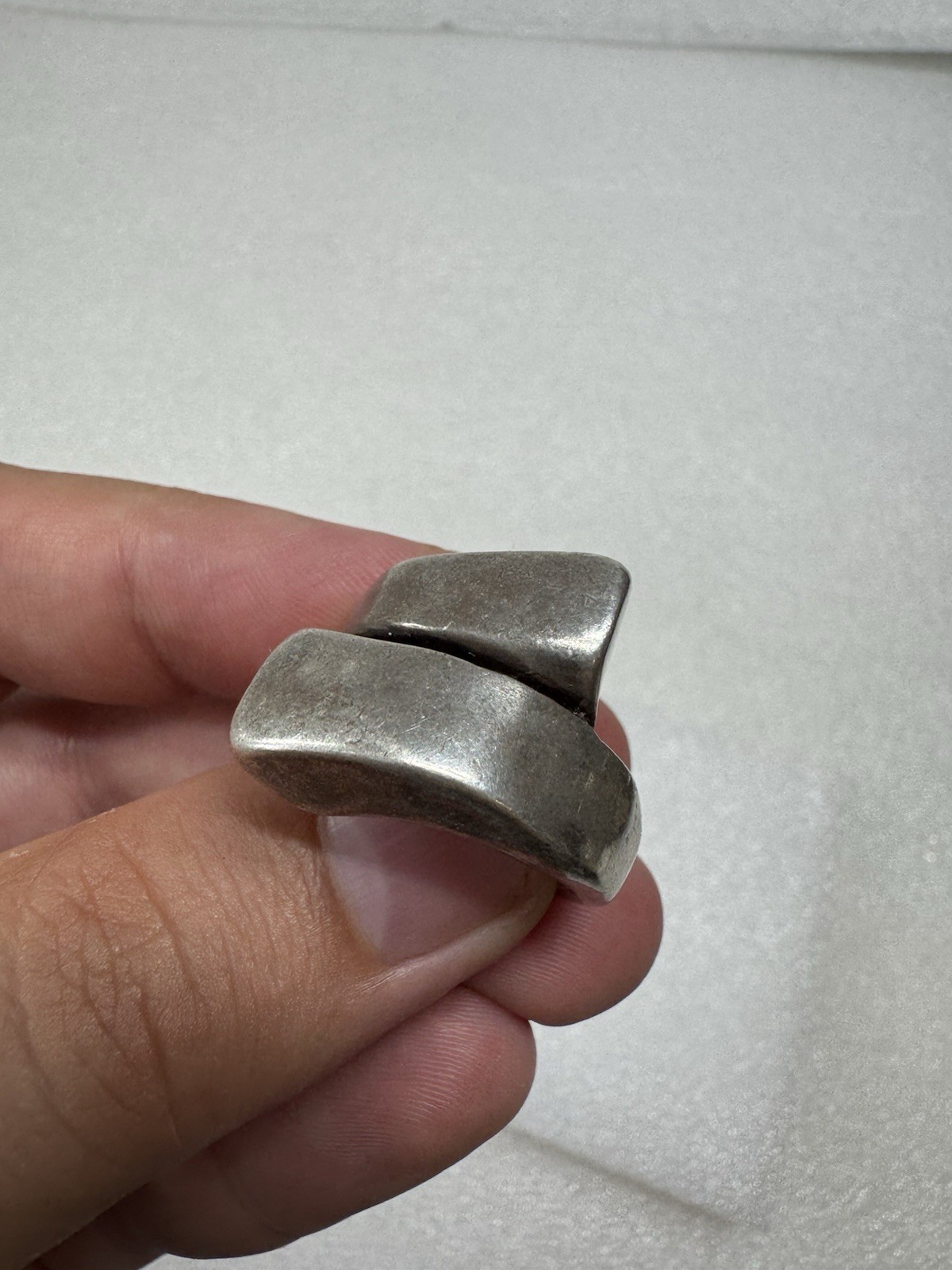 Heavy Silver Uno De 50 Designer Brutalist Bypass Statement Ring Size 8