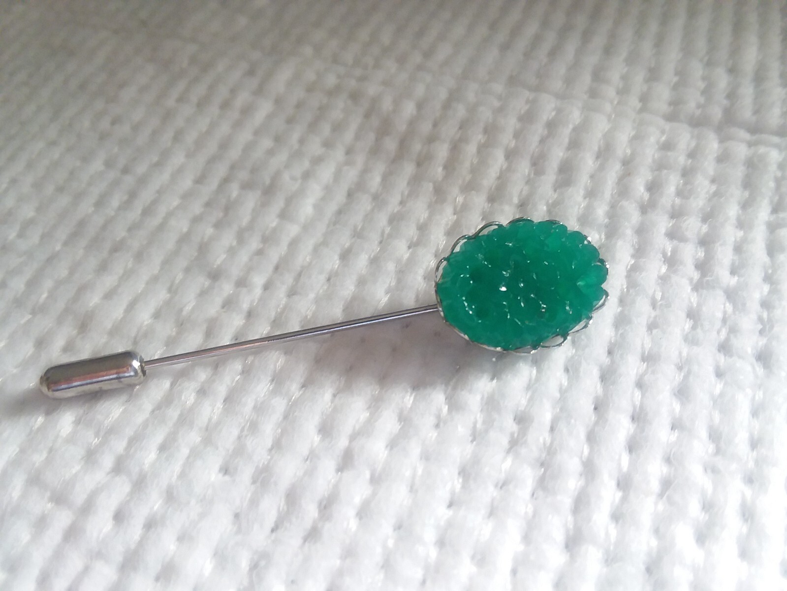 18x13mm Green Floral GlassCabochon Lapel Stick Pin 07-01-2024