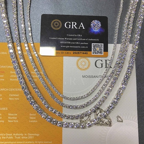 2-5mm Round Cut Moissanite Tennis Chain S925 Sterling Silver Necklace Bracelet