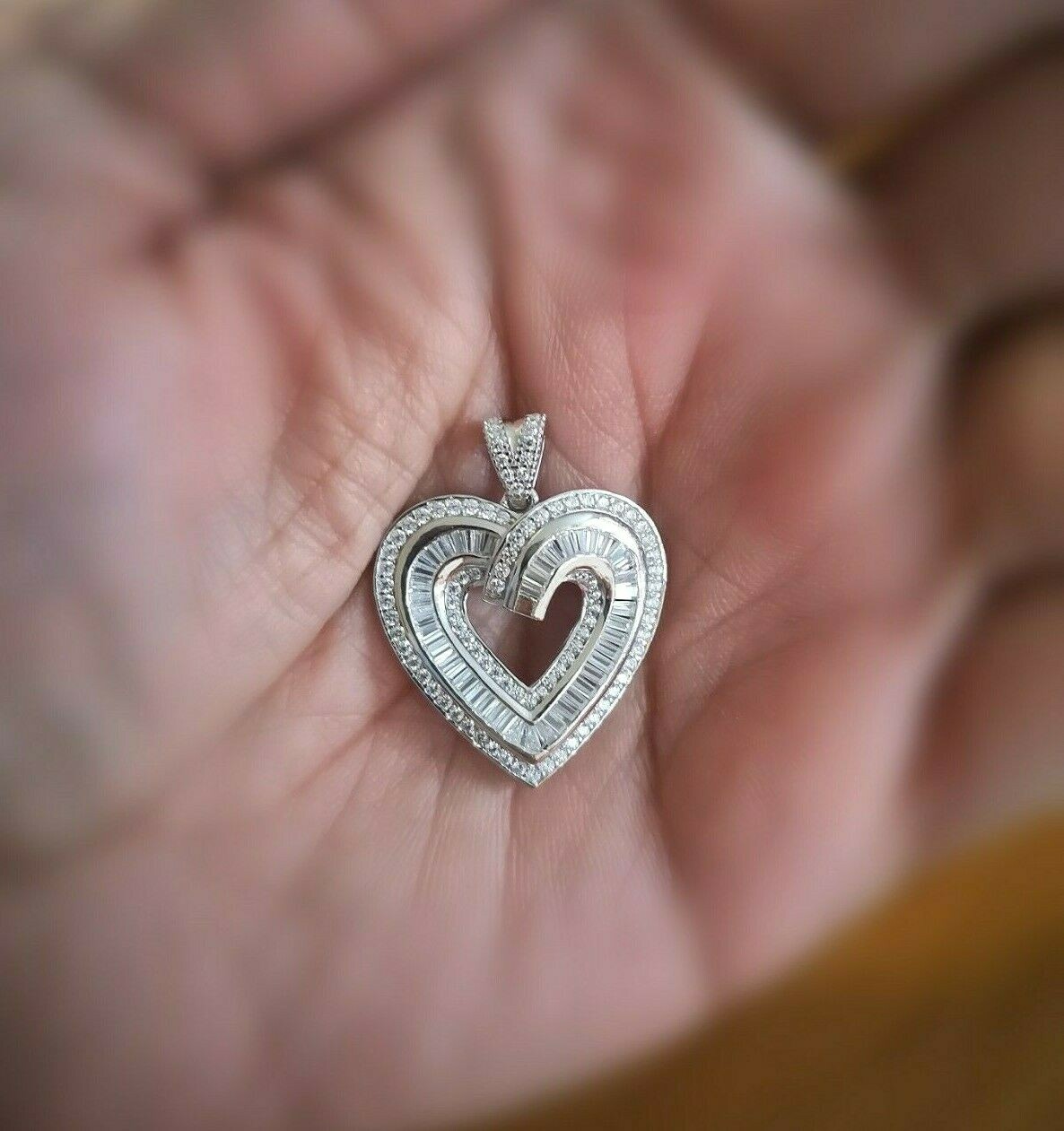 2 Ct Heart Pendant Necklace Women’s Necklace 14K White Gold Plated Solid Silver