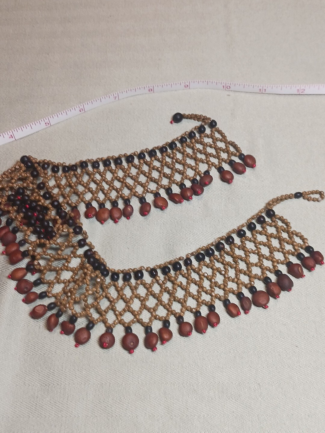 Collar Style Necklace Beaded Earth Tones 15 To 17 In Long