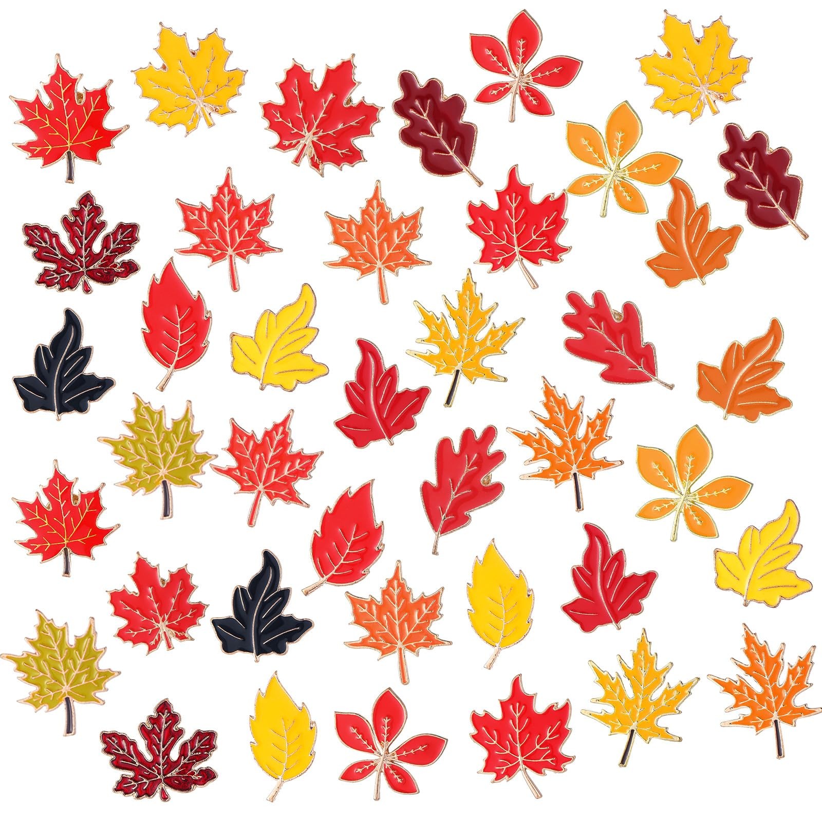 40 Pcs Maple Leaf Enamel Pins Bulk Fall Lapel Pins for Backpacks Autumn Maple…