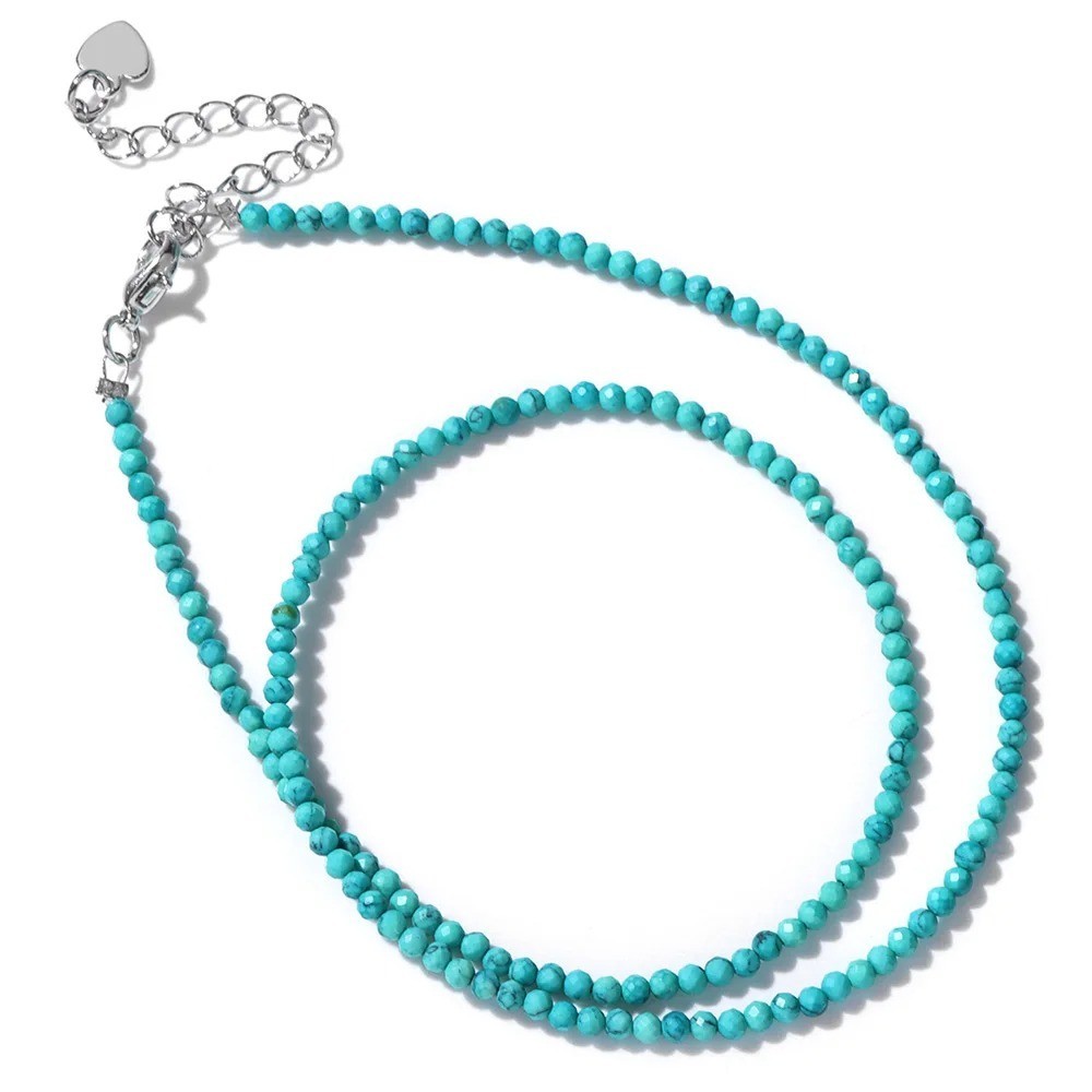 2mm Natural Stone Beaded Necklace Handmade Gemstone Chain Boho Women’s Jewelry