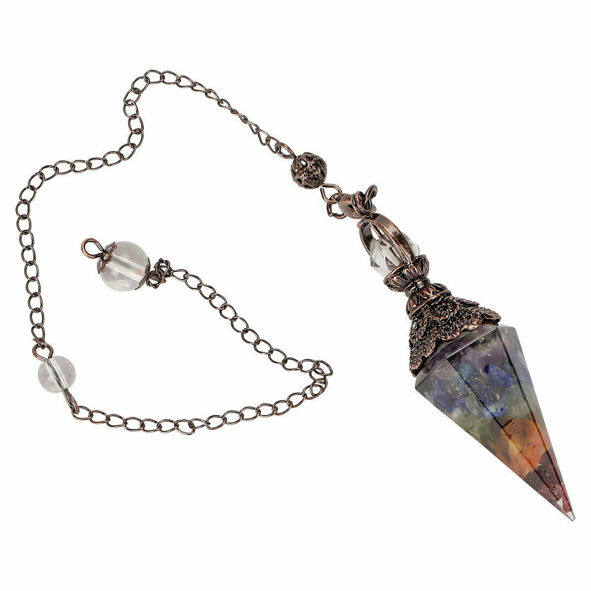 Quartz Natural Crystal Pendulum Healing Chips Stone Reiki Chakra Chain Pendant