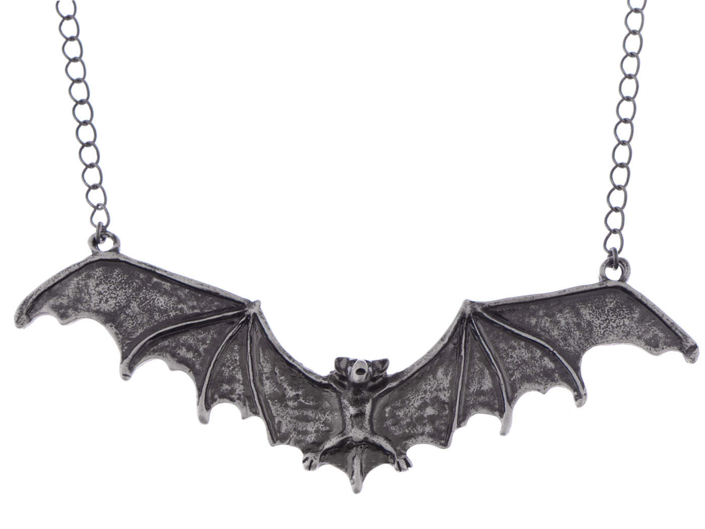 Frightening Halloween Black Enamel Paint Flying Bat Chain Necklace Pendant