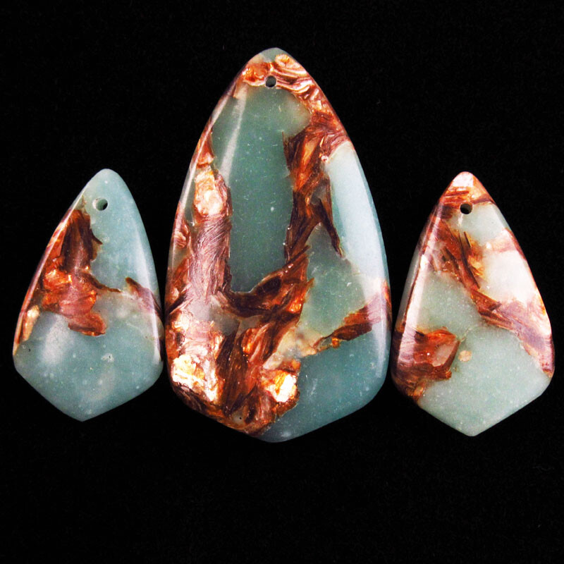 3Pcs Man-made Snake Skin Jasper & Gold Copper Arrow Pendant Bead HA129DHS