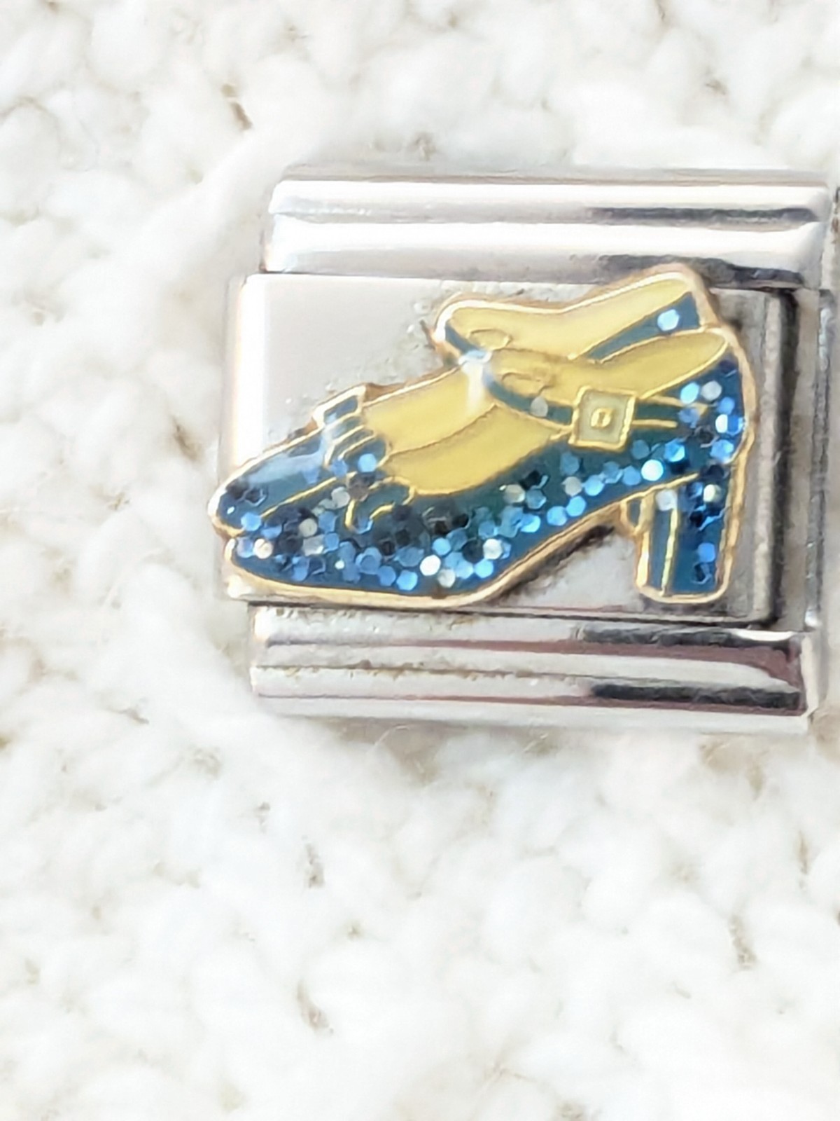 Authentic Casa D’Oro Glitter Blue Shoes Italian Charm Classic 9mm Link P67