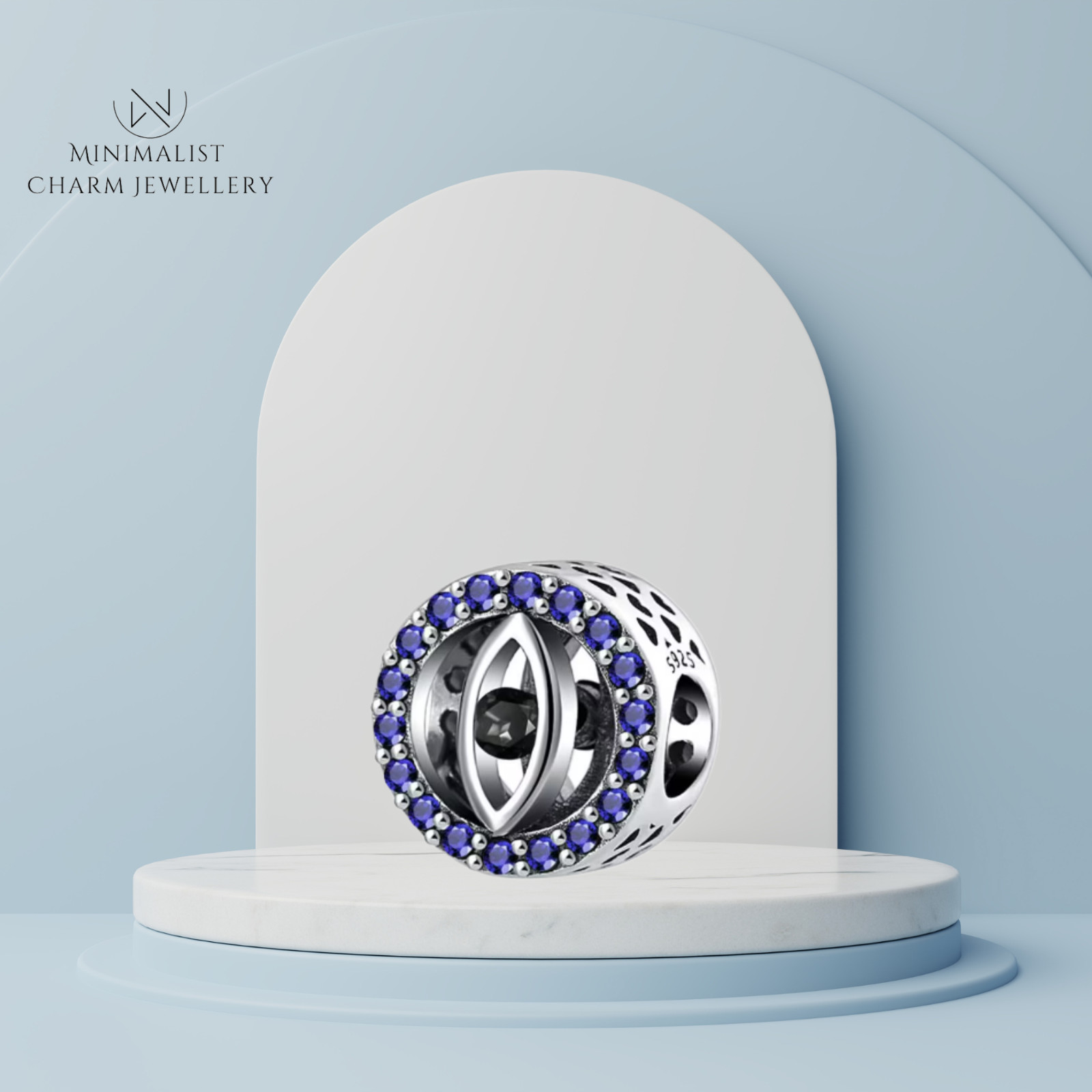 Evil Eye Charm, Faith Charm, Round Evil Eye Charm, Silver Charm, Women Gift