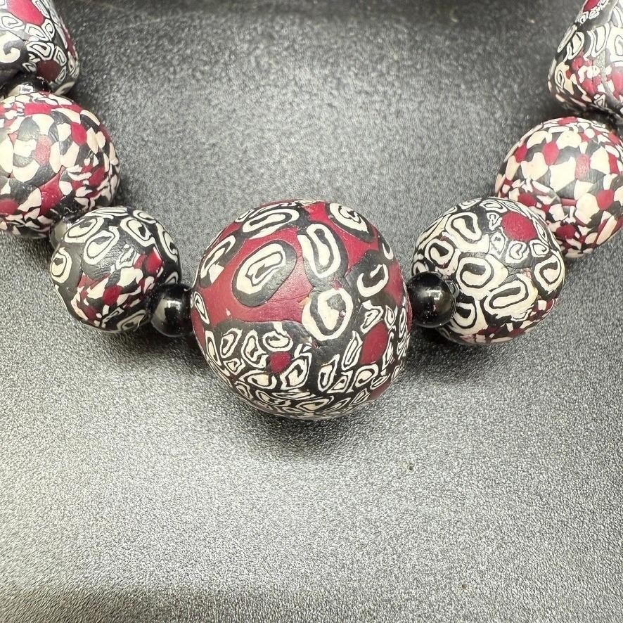 Vintage Handmade Millefiori Polymer Clay Bead Necklace 30″ Boho Artisan