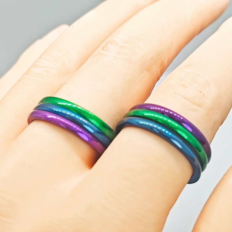 36Pcs 2mm Stainless Steel Stackable Rings Green Blue Purple Glossy Women Jewelry
