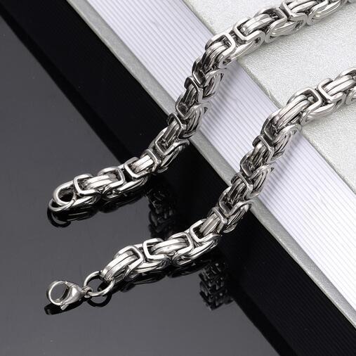 Mens Necklace Heavy huge 12mm Byzantine Chain Stainless steel Jewelry 8.5-40”