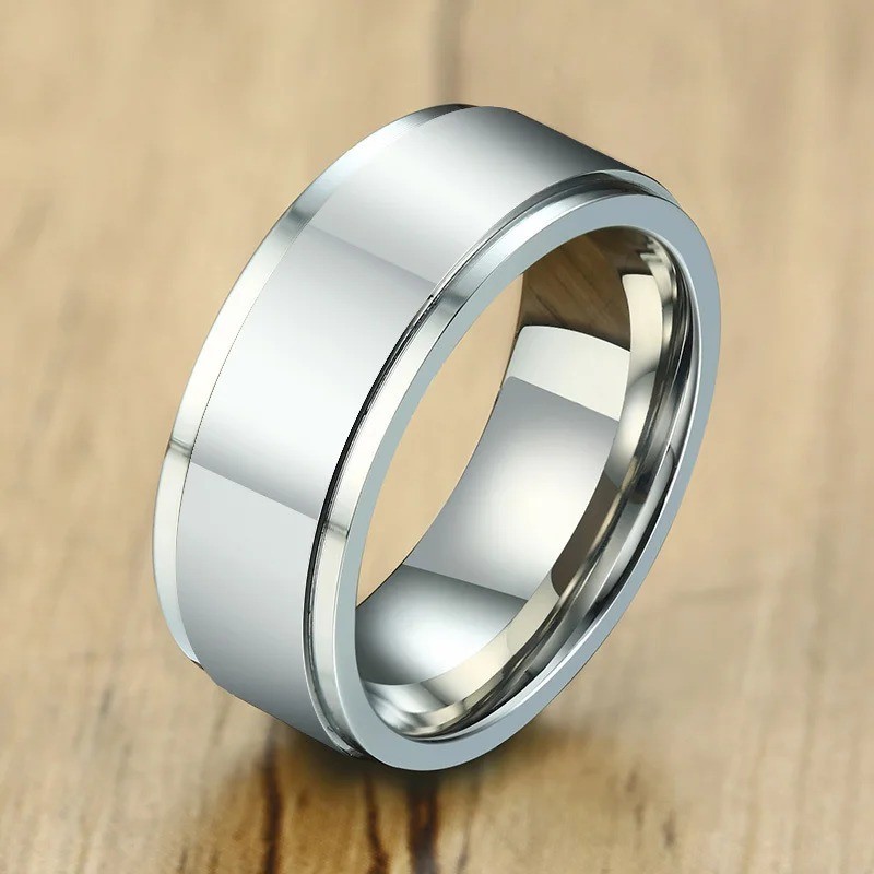 Titanium Wedding Ring Band Brushed Matt & Polished Mens Womens Court Shaped