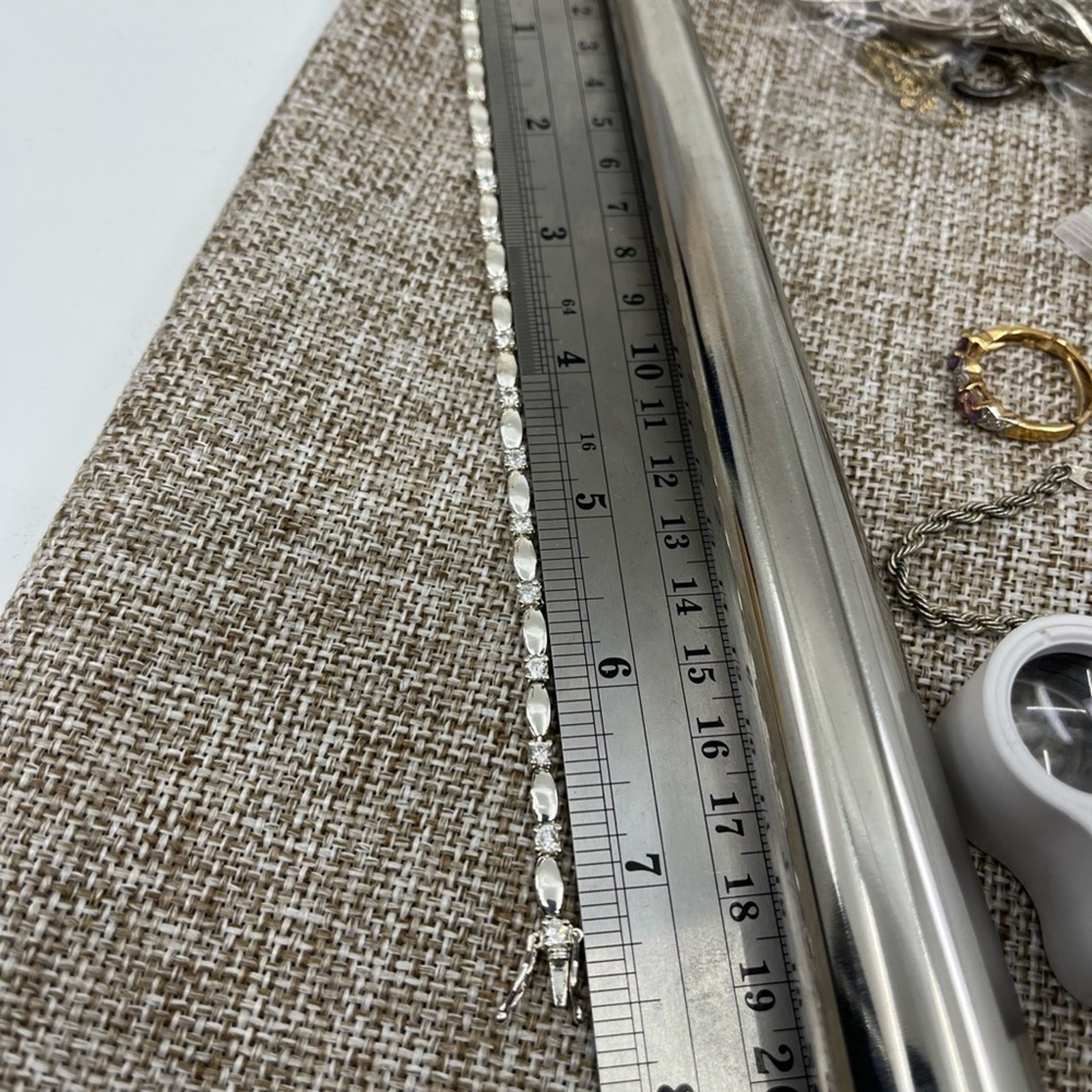 Vintage 7″ Sterling Silver Marquise & Round CZ Bracelet