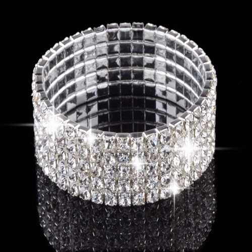 💖5 rows silver tone diamante bracelet jewellery accessory one size