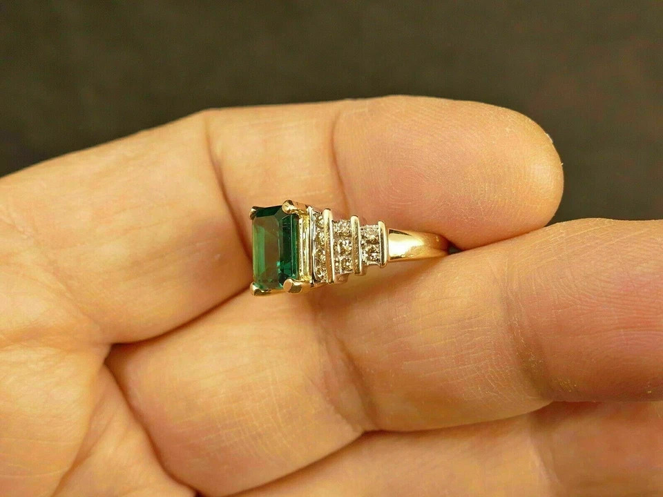 2.50Ct Emerald Cut Lab Created Emerald Engagement Ring 14K Yellow Gold Plated