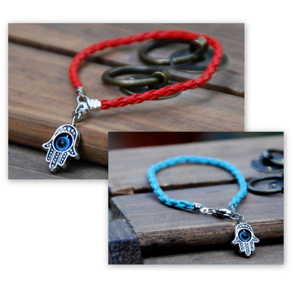 KABBALAH RED or BLUE STRING BRACELET Good Luck Evil Eye Hamsa Hand Protection