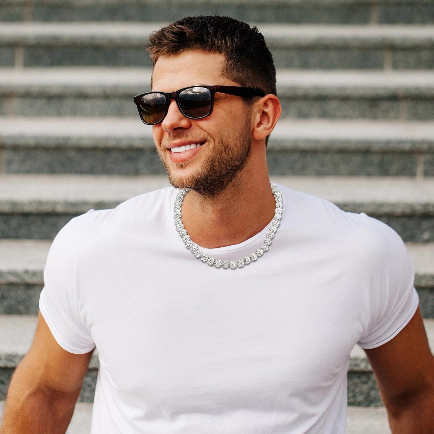 Baseball Beaded Chain Necklace for Men,Bling Ice Collection Baseball Necklace Gi
