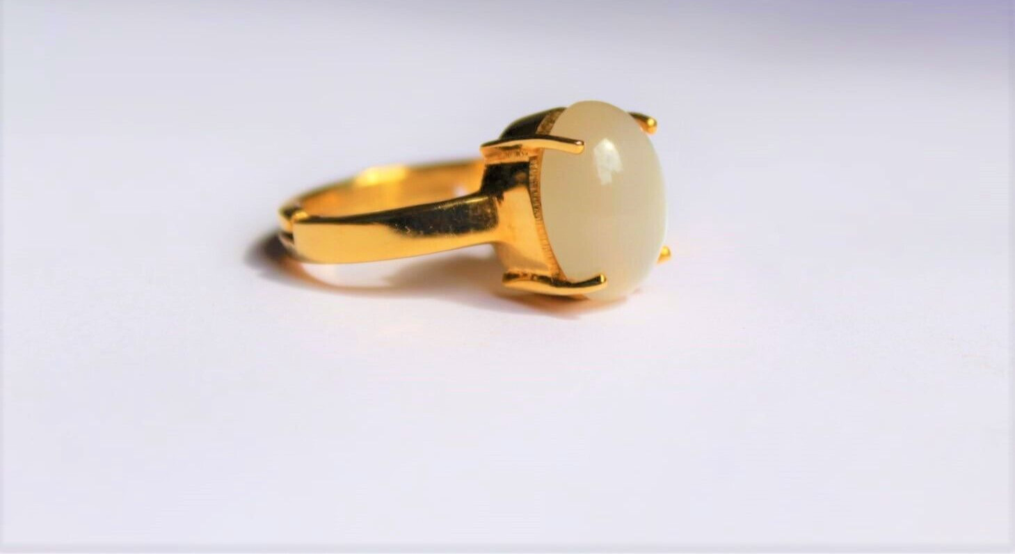 Moonstone Oval Shape gold plated 925 Sterling silver Wedding Ring pinky promise