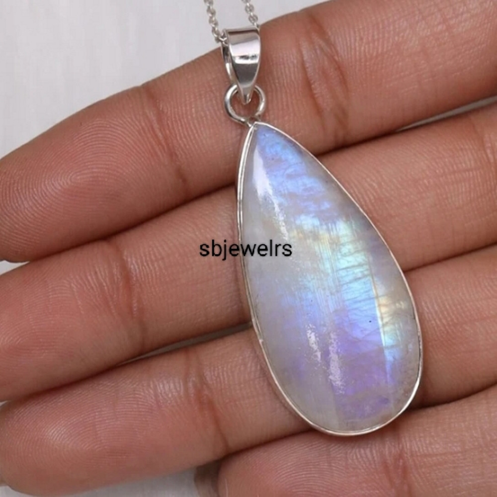 Moonstone Gemstone 925 Sterling Silver Handmade Jewelry Pandant Women Gift E-36