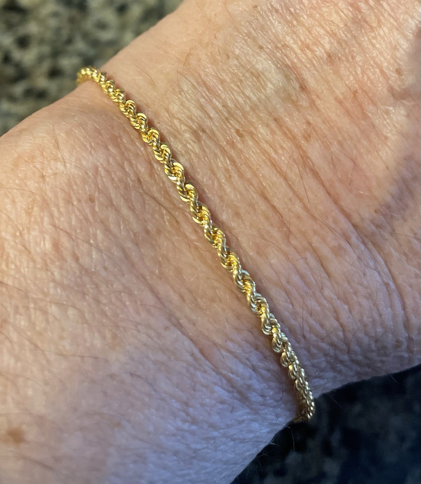 Dainty 6.5” 2.2mm 14K Gold Plated Over Sterling Silver Flex Rope Bracelet