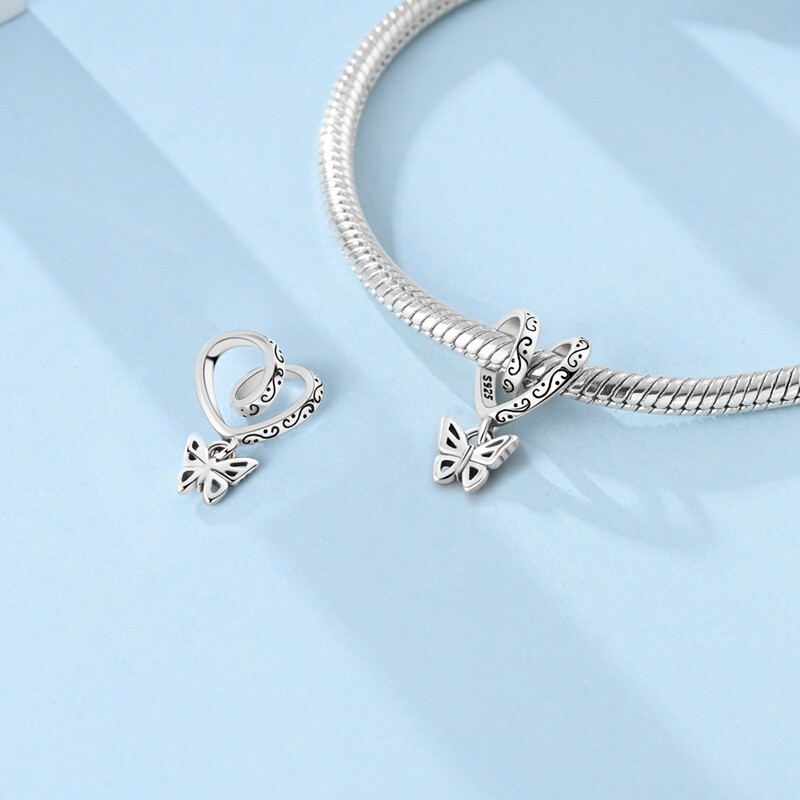 MULA 925 Sterling Silver DIY Charm Retro Vine Love Butterfly For Women Bracelet